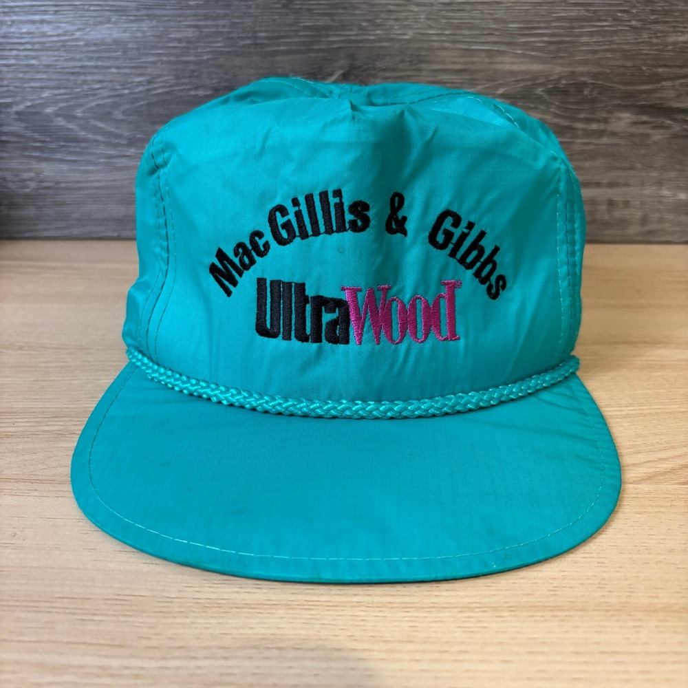 Vintage MacGillis & Gibbs Hat Cap Snap Back Blue Trucker Adjustable